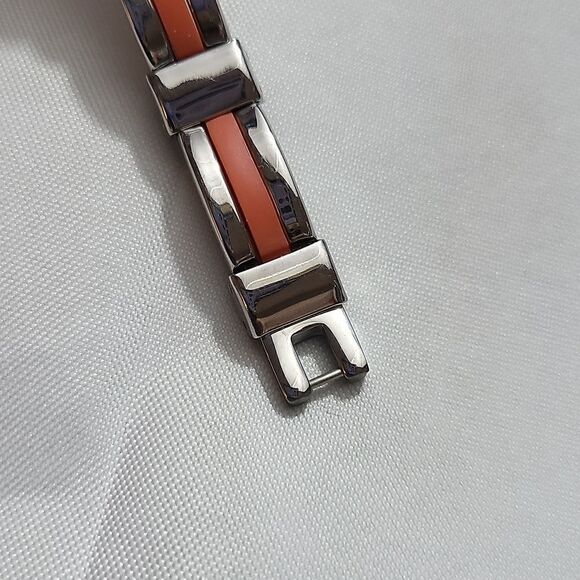 PIATELLA, NEW, MEN'S STAINLESS-STEEL BRACELET WITH ORANGE LINE DESIGN - Picture 2 of 6